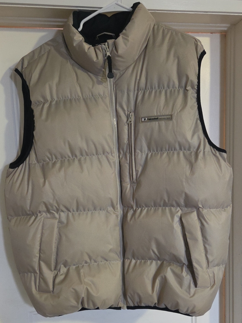 Men's Quilted Puffer Vest in Light Beige - Outdoor Casual